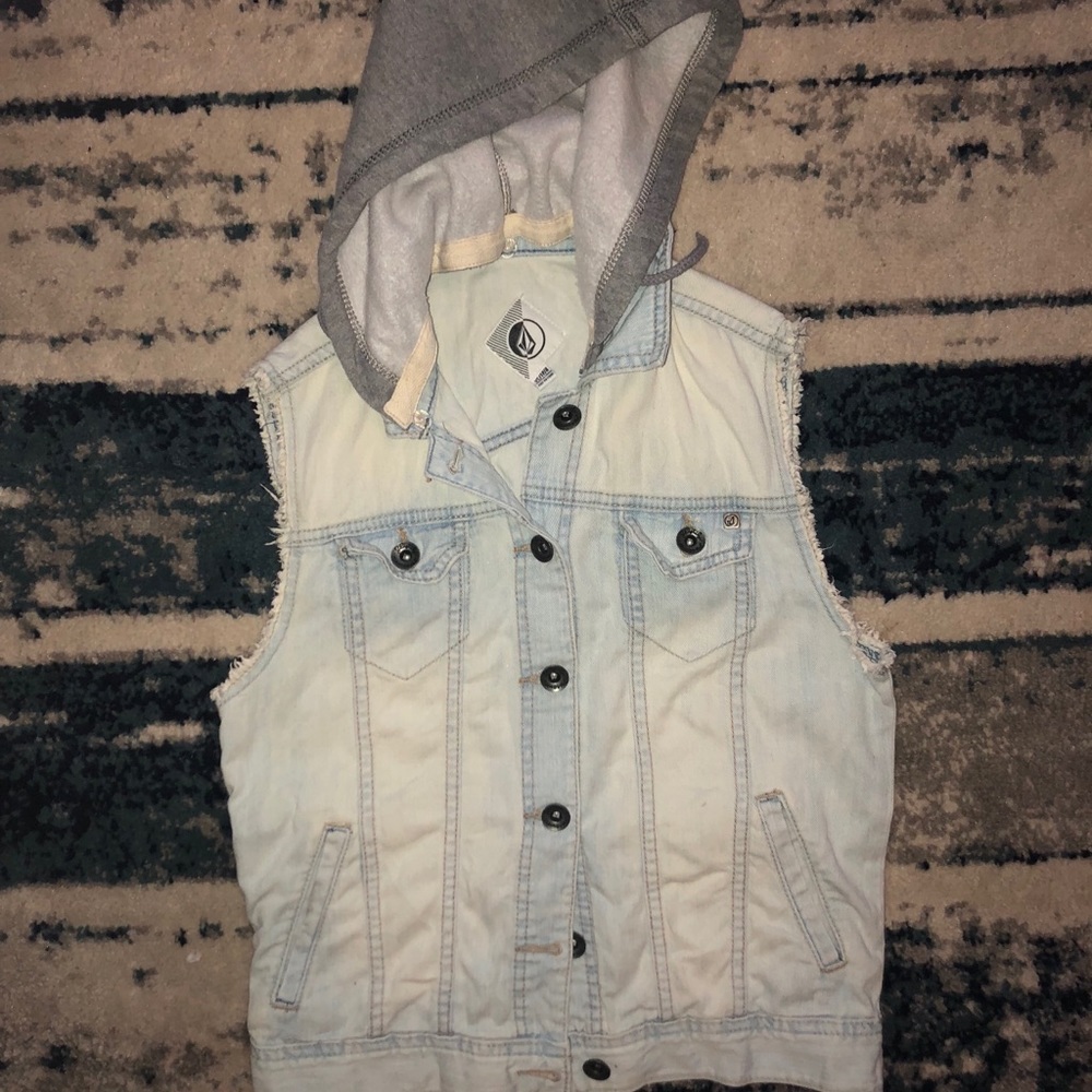 Volcom denim vest with hood